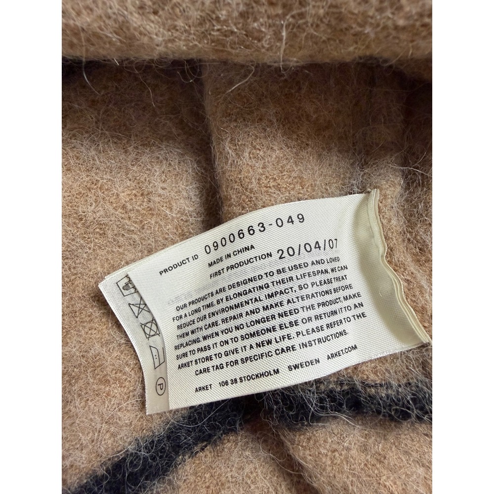 Arket Alpaca Wool Blend Striped Sweater Camel Black Boxy Knit quiet luxury euro - Picture 6 of 7